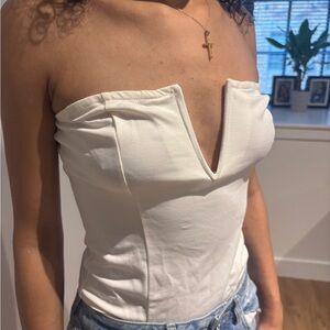 Forever 21 White Strapless Bodysuit